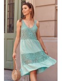 Rochie cu dantela in fata, verde 22120 - Magazin online - Boutique